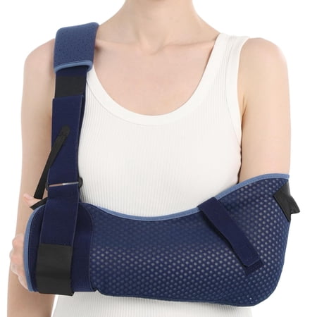 Velpeau Arm Sling with Waist Strap - Ventilated & Breathable Support Brace for Shoulder, Rotator Cuff, Elbow, Hand injury (Mesh-Blue, Right, Large)