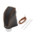 thumbnail image 1 of Cubierta de pomo de cambio Unique Bargains para Subaru Impreza 2017-2023, protector de mango antideslizante de cuero sintético, 1 pieza, fibra de carbono negra marrón, 1 of 1