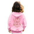 thumbnail image 6 of FAOWME Girls Casual Long Sleeve Hoodies Cute Oversized Pocket Sweatshirt Tops Pink 3-4 Years, 6 of 7