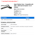 thumbnail image 2 of Upper Radiator Hose - Compatible with 2002 - 2005 Audi A4 Quattro 1.8L 4-Cylinder 2003 2004, 2 of 2