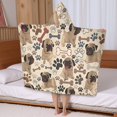 thumbnail image 5 of Pug and Footprint Hooded Bath Towel，50"x30" for Ages 3 To 12 Kids, Quick Dry Lightweight Soft Microfiber Hood Beach Towel Cover Up for Kids, 5 of 7