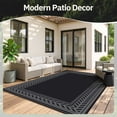 thumbnail image 4 of SIXHOME Outdoor Rug 8'x10' Waterproof Reversible Patio Rug Boho Geometric Indoor Outdoor Rugs Lightweight Plastic Straw Ourdoor Carpet for RV Camping Deck Balcony Modern Porch Decor Black and Gray, 4 of 7