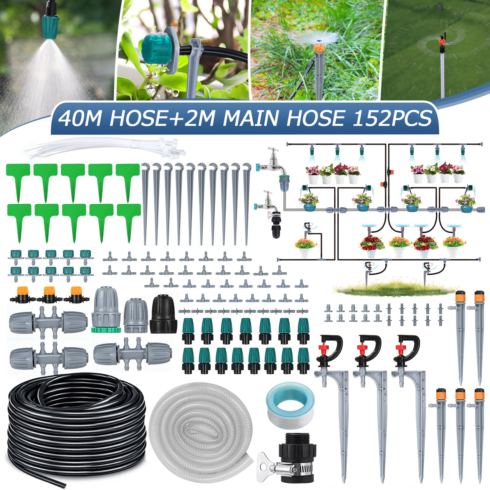 Micro Irrigation Watering Kit Automatic Garden Plant Greenhouse Water System 