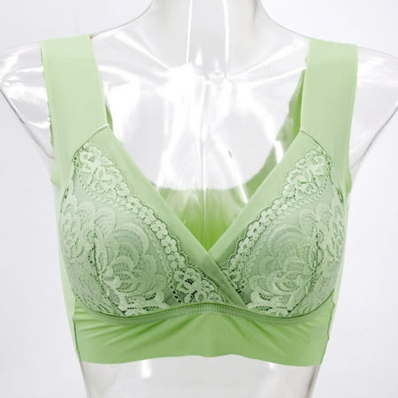 

adviicd Strapless Bras for Women Push Up Women s Fully Front Close Longline Lace Posture Bra Green L5