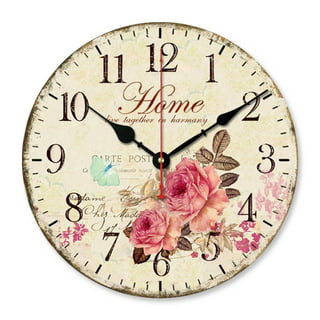 Hana - Floral repeat pattern home decor Clock for Sale by SweetbunnyArts