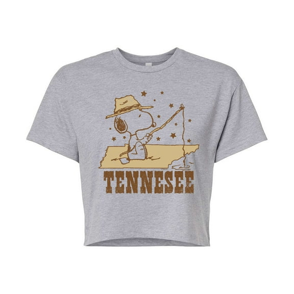 Peanuts - Tennessee Snoopy - Juniors Cropped Graphic T-Shirt