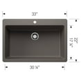 thumbnail image 3 of Blanco 443197 Liven 33" Drop-In/Undermount Super Single Basin Silgranit Kitchen Sink -, 3 of 7