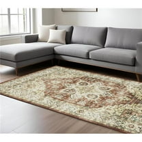 HomeRoots 574702 8 x 10 ft. Oriental Distressed Rectangle Area Rug, Red & Ivory