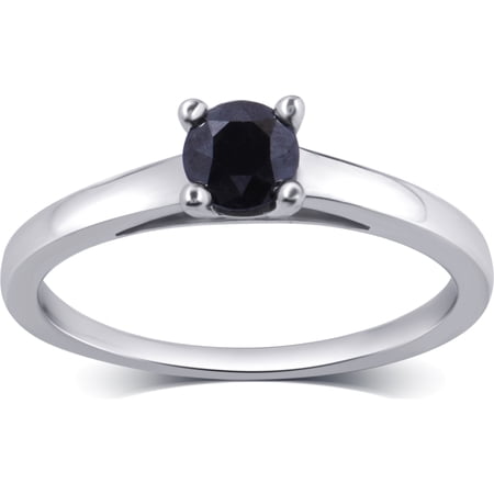 Arista 1/2 ct Black Diamond Solitaire Ring in Sterling Silver