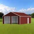 thumbnail image 3 of 33FT x 25FT Heavy-Duty Metal Garage Barn, Reinforced Steel Storage Shed with Dual Large Door & Side Door, All-Weather Garage for Vehicles & Equipment, 3 of 5