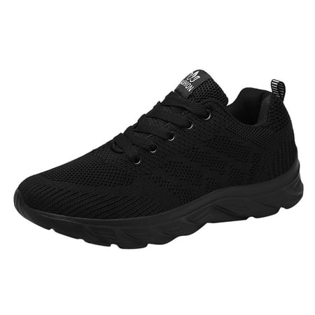Siilsaa Running Sneakers Women Casual Round Toe Thick Sole Lightweight Lace-up Shoes Walking Running Sports Shoes Sneakers Black 7.5