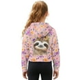 thumbnail image 2 of Xixirimido Sloth Roses Pink Pattern Girls' Hoodies Sweatshirts Half Zipper Pullover Crop Tops with Pocket for Teen Girls Long Sleeve Sweater Size 11-12, 2 of 7