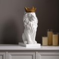 thumbnail image 1 of Escultura Hi-Line de 37 cm de león blanco con corona dorada, 1 of 7