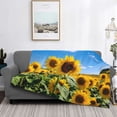 thumbnail image 5 of KLL Sky Golden Sunflower Field B Print Fleece Throw Blanket, Horizontal Fleece Bedding Cute Soft Blankets Comfy Fleece Flannel Plush Home Decor for Couch & Bed -60"x50", 5 of 9