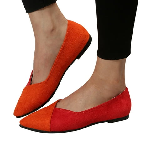 Oyedens Red Dress Shoes for Women Ladies Fashion Business Office Work Casual Slip on Dressy Flats