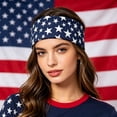 thumbnail image 4 of NMMUED 4th of July Headbands for Women, Patriotic Independence Day Memorial Day Wide Hair Band, Usa Flag Star Hair Accessory A2 Dark Blue One Size, 4 of 4