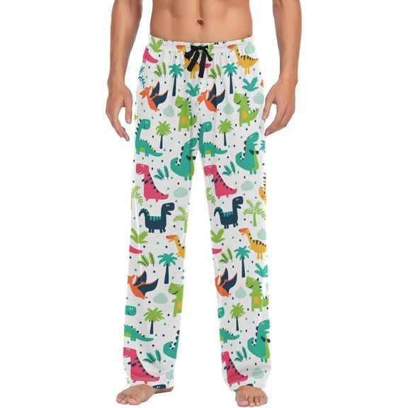 GZHJMY Dinosaur Pajama Pants for Men, Lounge Pants Lightweight Men Pajama Bottoms with Drawstring Pockets, Christmas New Year Birthday Gifts, Large