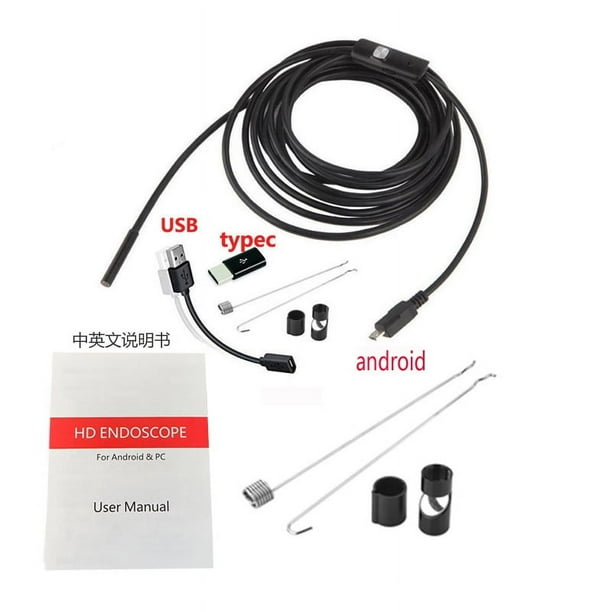 7mm Mini Endoscope Camera Waterproof 3 in 1 Endoscopio USB Android for Otg Type C Smartphone PC Snake Camera for Fish Finder Car