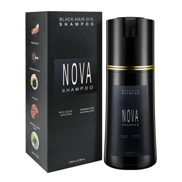 Champú colorante para el cabello NOVA SHAMPOO Natural 3 en 1, cobertura gris