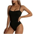 thumbnail image 6 of Floenr One Piece Women’s Bikini Swimsuit Set,Sexy Ribbed Halter Double Straps Front Wrap Bathing Suits,High Waisted Ruched Swimwear Beachwear, 6 of 9