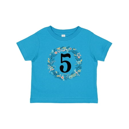 

Inktastic 5th Birthday Flowered Wreath 5 Year Old Girl Gift Toddler Toddler Girl T-Shirt