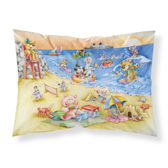 Carolines Treasures APH6822PILLOWCASE Animals Swimming at the Beach Fabric Standard Pillowcase Standard multicolor