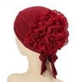 thumbnail image 4 of Single color chiffon large plate flower hat toe cap solid color all-match headscarf hat strap, 4 of 6