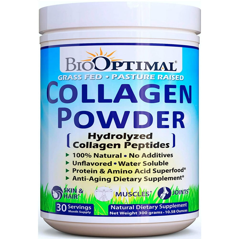 BioOptimal Collagen Powder, Grass Fed Collagen Peptides (30 Day Supply ...