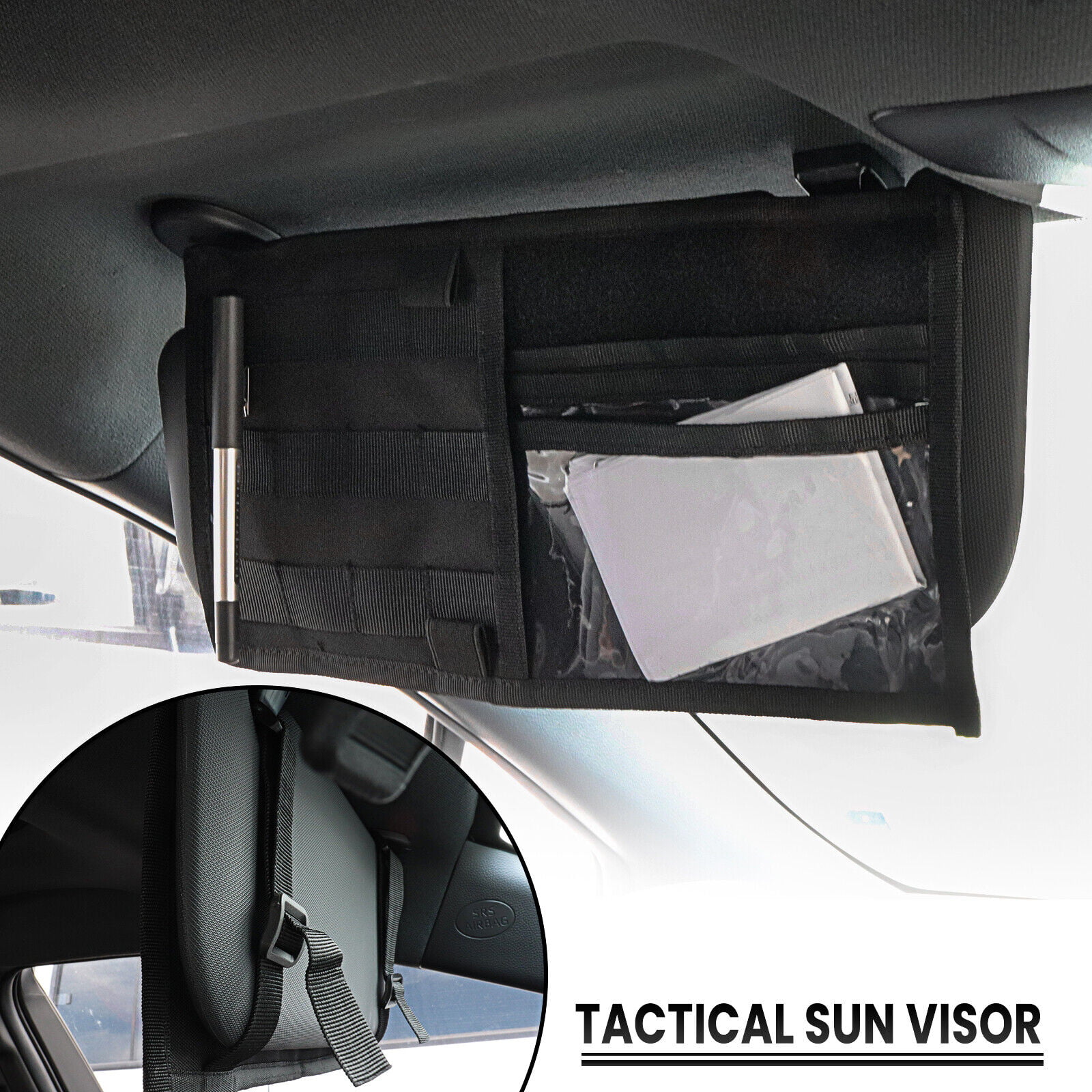 Hot Tactical MOLLE Vehicle Visor Panel Car Sun Visor Truck Organizer Pouch Bag 