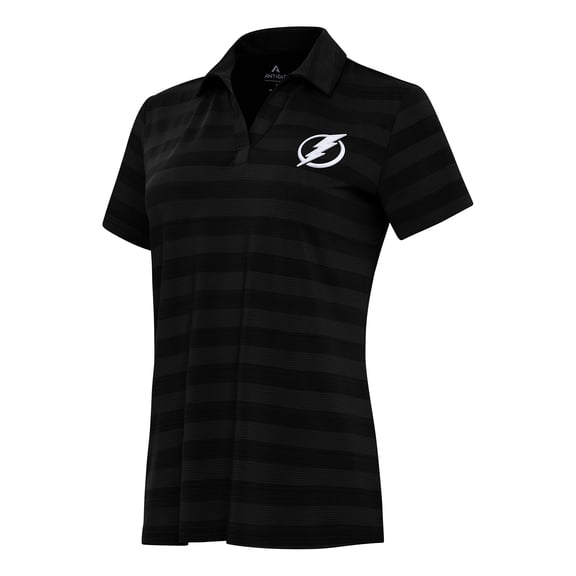 Women's Antigua Black Tampa Bay Lightning Tunnel Polo