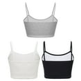 thumbnail image 2 of vastwit 3Pcs Cropped Tank Tops for Girls Spaghetti Strap Crop Top Basic Sports Cami Solid Color Black&White&Grey L, 2 of 5