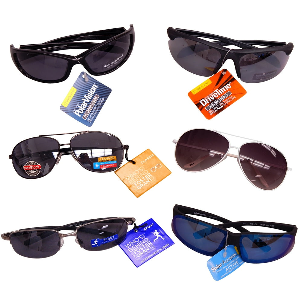 Foster Grant & Style Science 6 Assorted Mens Sunglasses, by Foster