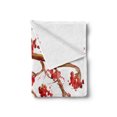 thumbnail image 2 of Rowan Soft Flannel Fleece Throw Blanket, Rowan Berry Branch with Watercolor Splashes Floral Abstract Display, Cozy Plush for Indoor and Outdoor Use, 60" x 80", Red Brown White, by Ambesonne, 2 of 5