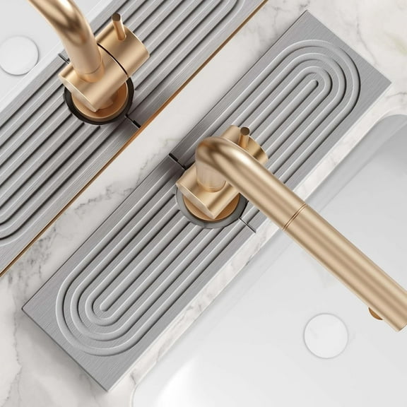 ZLF Diatomite Kitchen Faucet Mat - 14Inch Water Absorbing Stone Tray for Sink, Stone Fast-Drying Faucet Mat for Kitchen Counter Sink Accessories [Grey, 14'' x 3.9'']