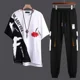 thumbnail image 3 of Ropa para hombre Chándal con alfabeto, camiseta negra, estampado para hombre, ropa deportiva, conjuntos de pantalones elegantes, Kpop elegante, verano, algodón, 3 of 5