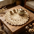 thumbnail image 6 of Natural Woven Corn Husk Placemat - round Heat Resistant Table Mat, Boho Home Kitchen Dining Decor, Khaki, Ccwuwei, 6 of 6