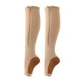 thumbnail image 1 of 1 Pair Compression Stockings Exquisite Pattern Breathable Cotton Open Toe Zipper Compression Stockings Leg Sleeve for Girl, 1 of 8