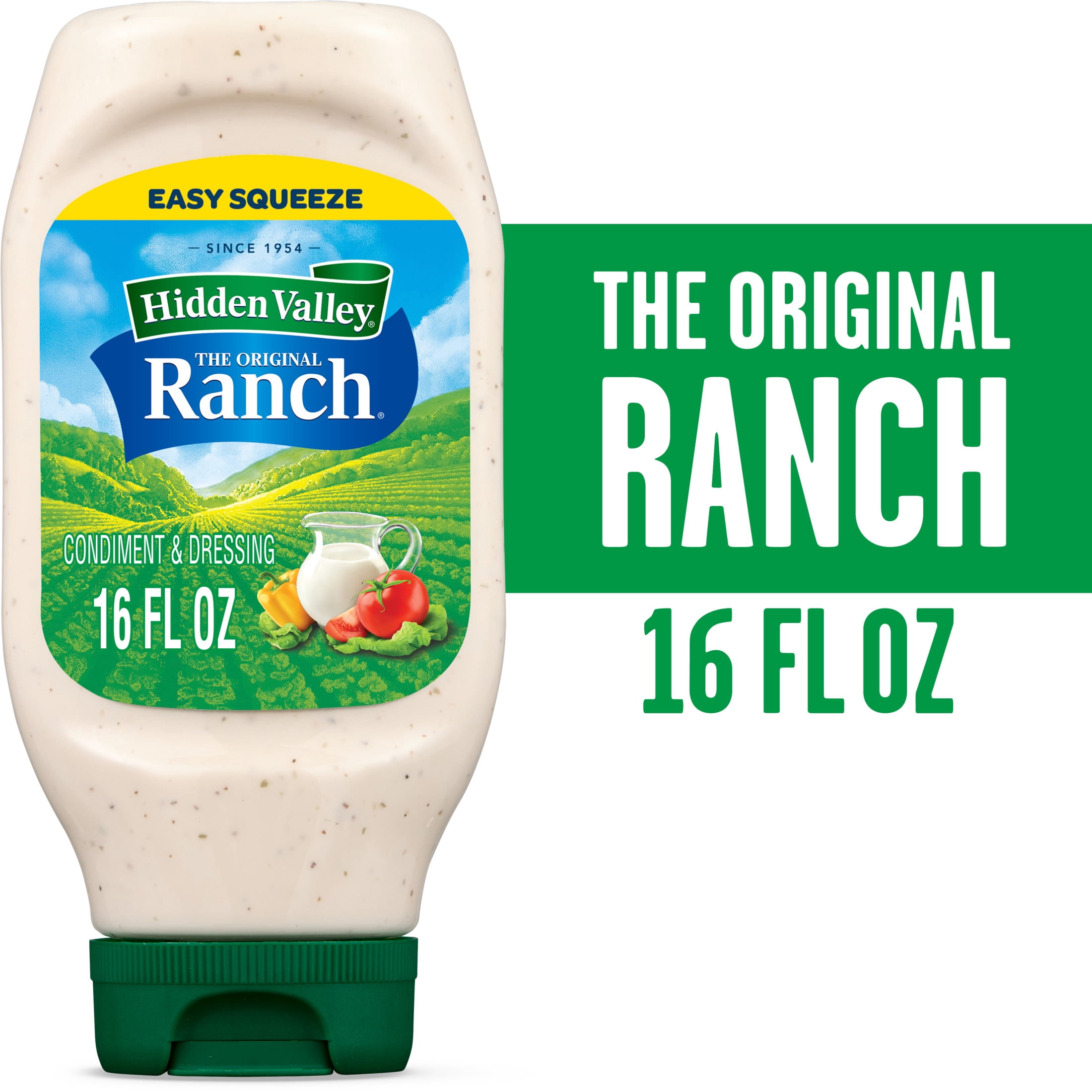 (12 pack) Hidden Valley Original Ranch Salad Dressing and Topping, 16 fl oz Easy Squeeze Bottle