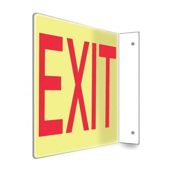 Condor Exit Sign, Plastic, 12" W, 8" H, Exit, White 480W75