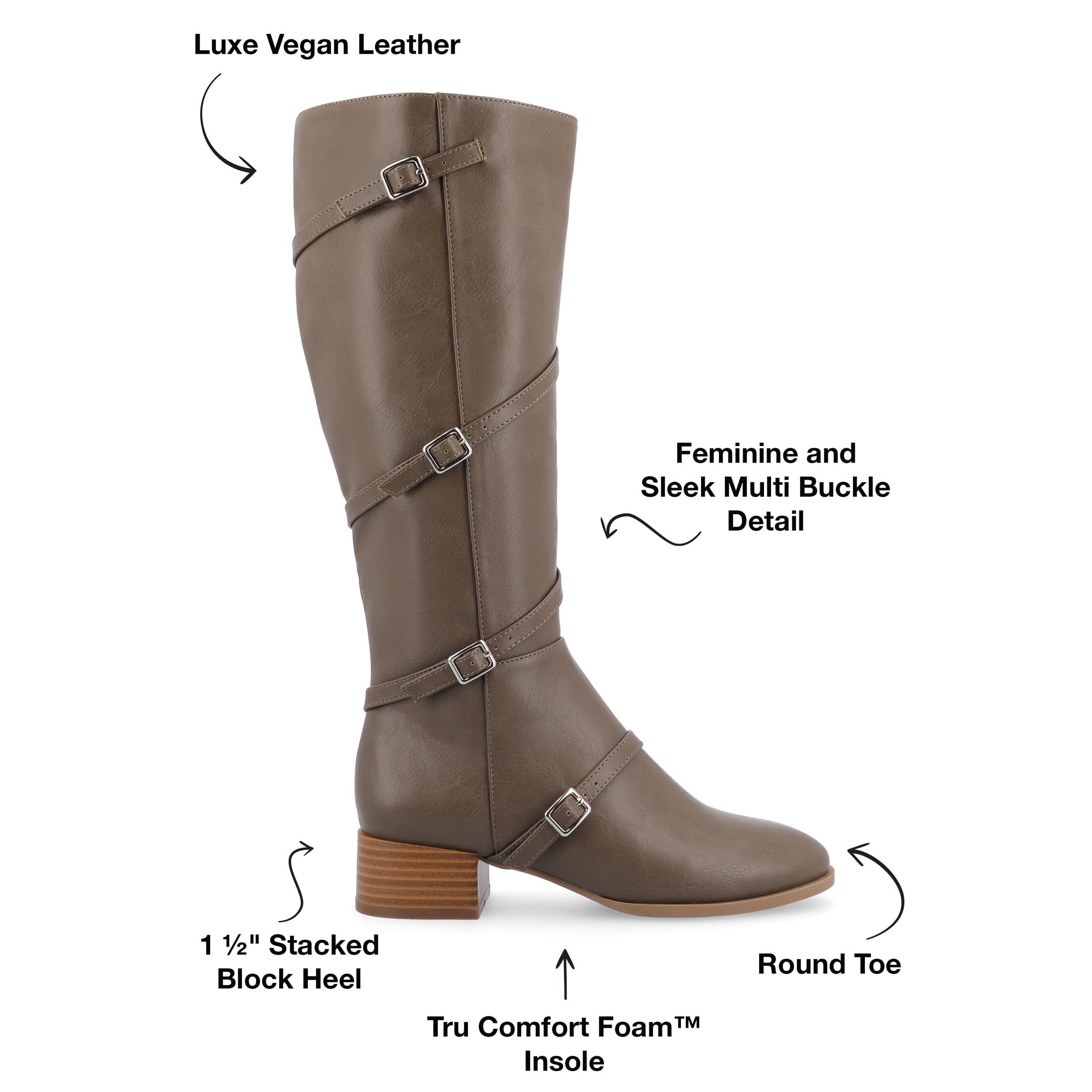 Journee Womens Elettra Stacked Block Heel Round Toe Boots