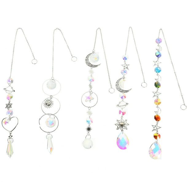5 piezas de atrapasol de cristal colgante, atrapasol de cristal decorativo, colgante de prisma, atrapasol