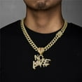 thumbnail image 2 of Hip Hop Cuban Chains Large Letters NO LOVE Pendant Necklace With 13mm Miami Cuban Chain Iced Out Bling HipHop Necklaces Fashion Jewelry, 2 of 9