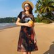 thumbnail image 4 of Easygdp Red Panda Autumn Branches para Vestido Transpirable de Mujer, Vestido Suelto de Manga Corta con Pliegues y Bolsillos para el Verano, 4 of 6