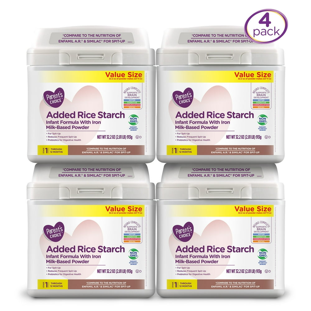 Parent's Choice Added Rice Starch Baby Formula Reduces Spit Up, Milk