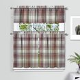 thumbnail image 2 of Kitchen Curtains 36 Inch Short - 3 Panel Set, Rod Pocket Window Curtain, 100% Polyester for Farmhouse, Cafe, Kitchen, Living Room, Bedroom, Rustic Buffalo Plaid & Geometric Design, Easy Wash, 2 of 6