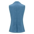 thumbnail image 4 of DuoJiaJ Women's And Linen Sleeveless Solid Color Color Cardigan Small Suit Jacket Women's Women Winter Coat Blue XXXL, 4 of 4