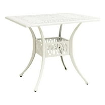 Outdoor Patio Breakfast Dining Table- 35 Inch Square- White Metal