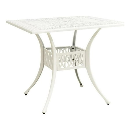 Outdoor Patio Breakfast Dining Table- 35 Inch Square- White Metal