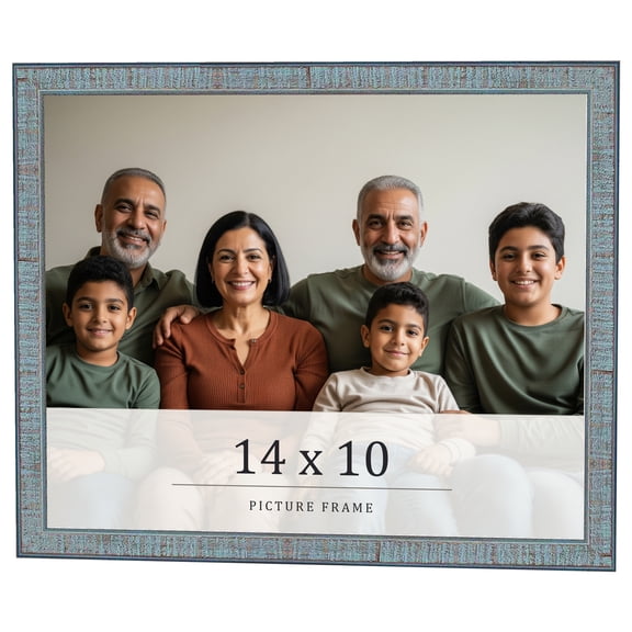 14x10 Frame Blue Scuffed Farm Board Solid Wood Picture Frame Width 0.75 Inches | Interior Depth 0.5