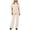 Beige, variant on Women's Two Piece Sets Short Sleeve Crew Neck Pullover Top Wide Leg Pants Lounge Set Travel Outfits Purple